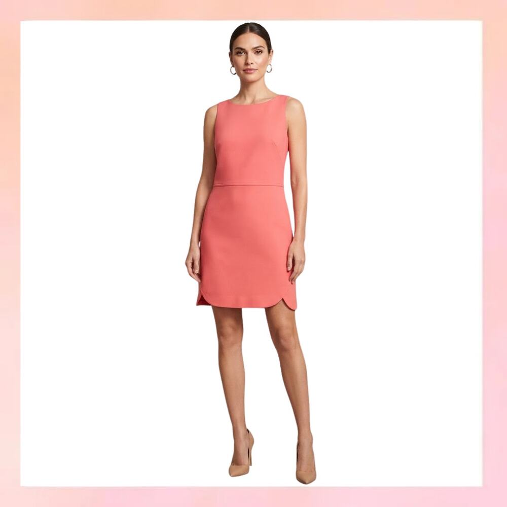 Ann Taylor Petite Coral Pink Sleeveless Shift Dress Size 10P
